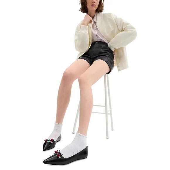 COACH Runway Cherry Flat Shoes Women's Size 7 Black Leather Pointed Toe - Picture 6 of 6